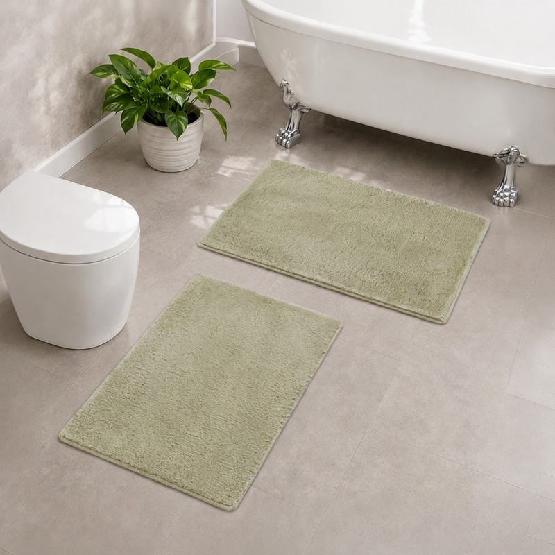 CozyStep Anti Skid Bath Mat (Beige) - Set of Two - 40 x 60 cms