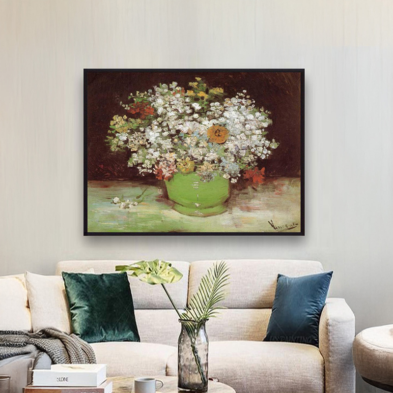 The White Bouquet Canvas Wall Painting With Frame - Small
