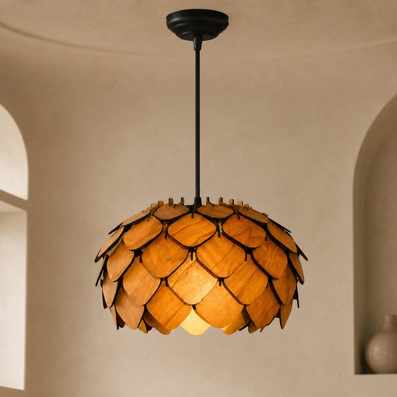 LumiSphere Wooden Ceiling Lamp - Brown