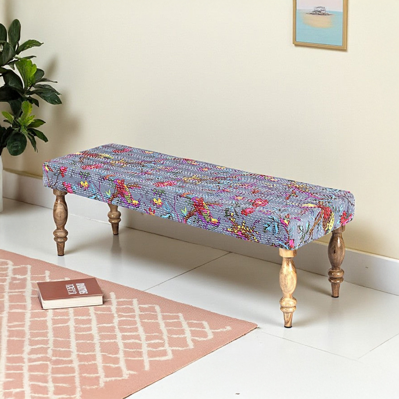 Averon Sheesham Wooden Bench - Grey