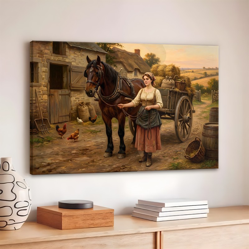 The Horse Cart Trail Canvas Wall Art - 380 GSM