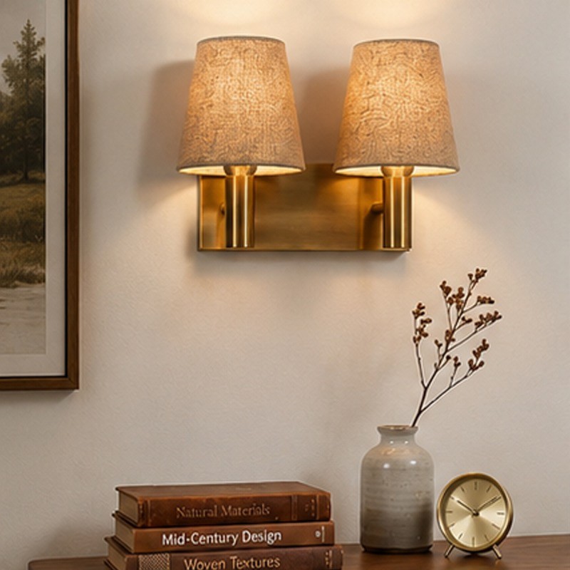 Elvarra Twin Jute Wall Lamp - Beige