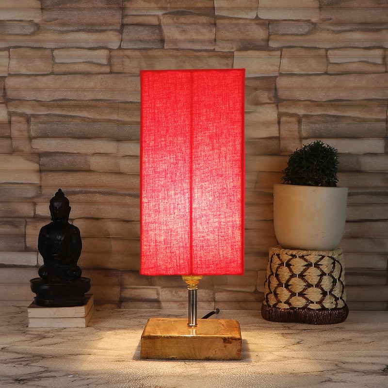 Straminea Wooden Table Lamp - Red