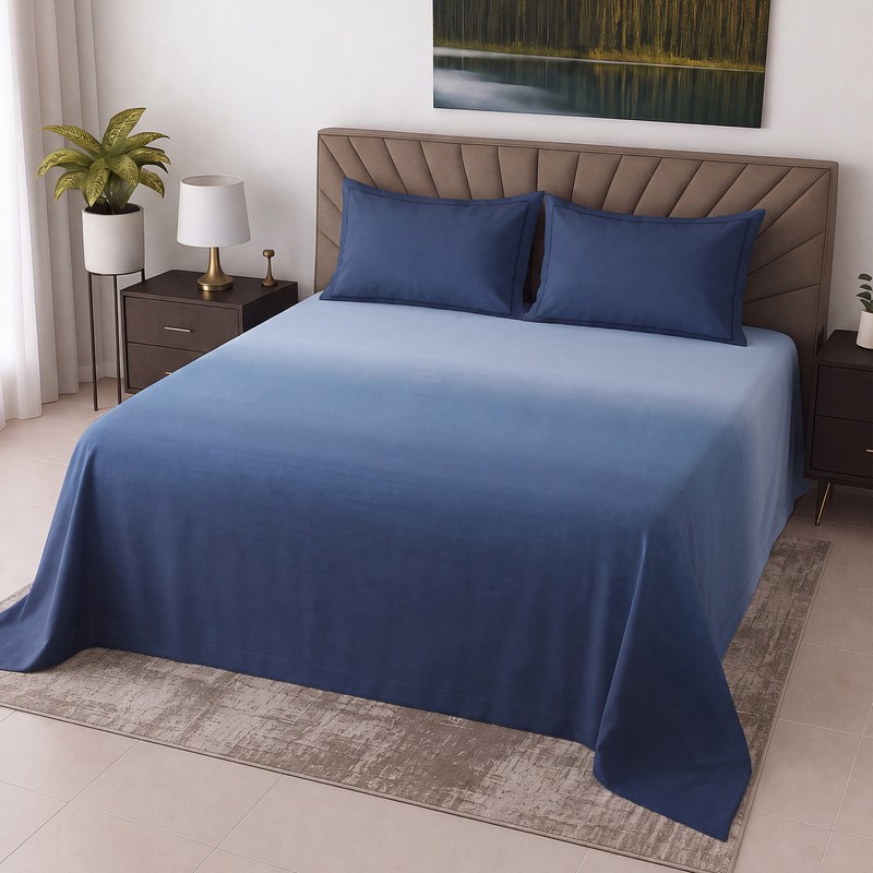 Velora Cotton Bedsheet - Blue - King