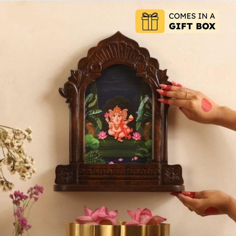 Sri Vinayaka Mango Wood Wall Accent