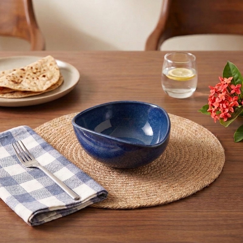 Gourmet Gather Ceramic Serving Bowl (Blue) - 650 mL - 650 mL