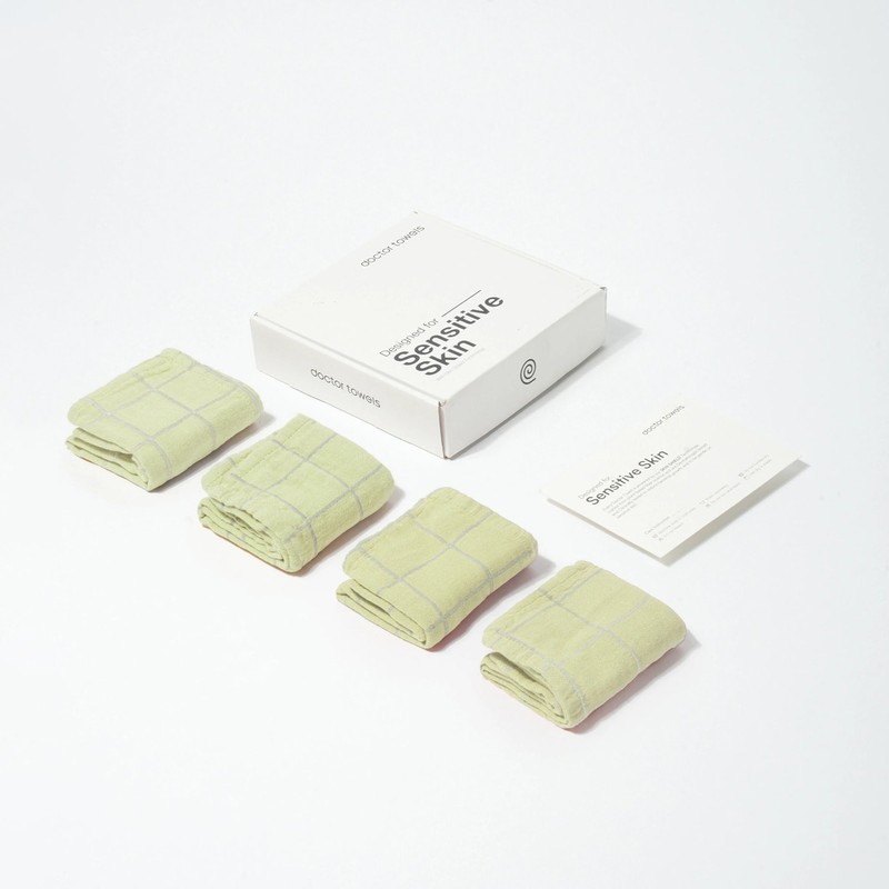 Ocean Silk Banana Fibre Blend Face Towel (Green) - Set of Four - 30 x 30 CM