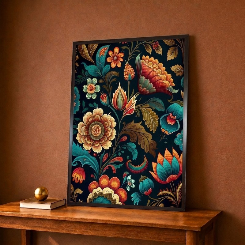 Midnight Bloom Garden Canvas Wall Painting