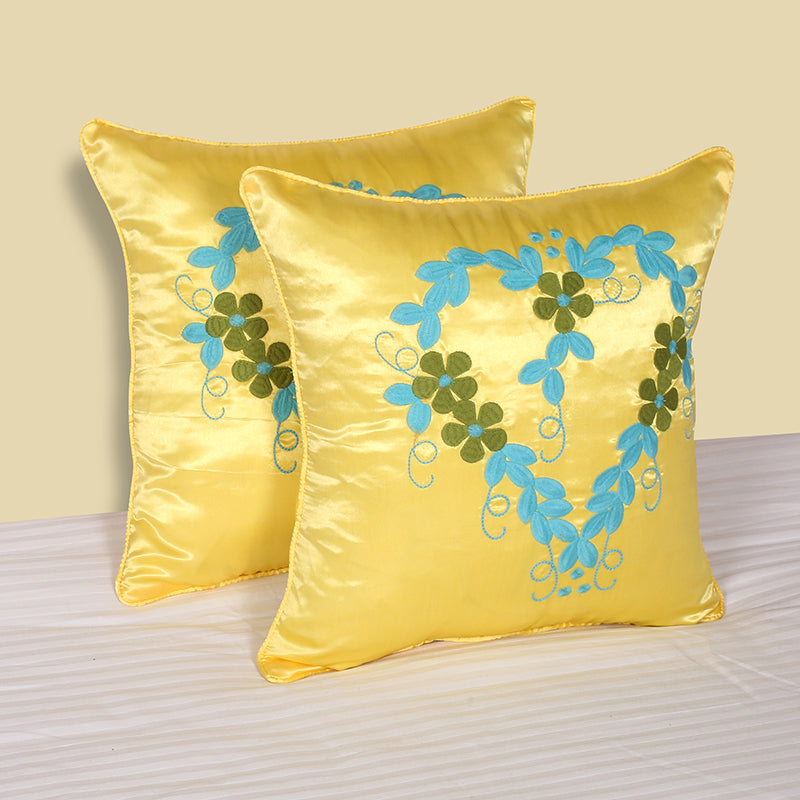 Halo Of Spring Embroidered Cushion Cover - Set Of Two