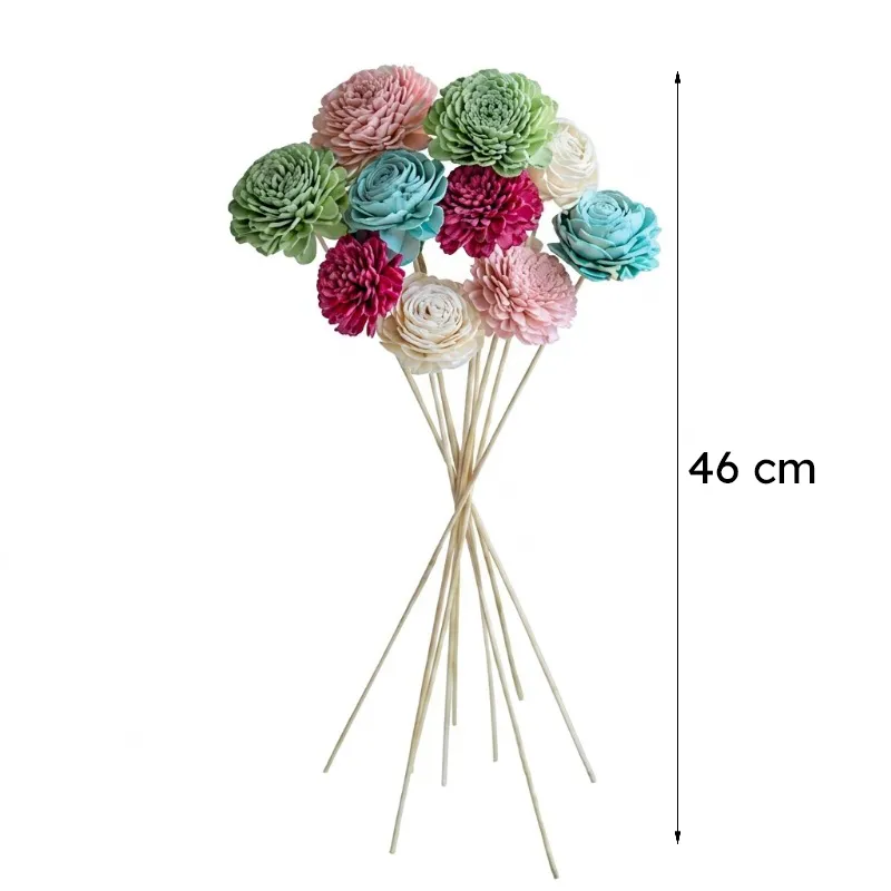 Multicolour sola wood flower sticks shown with a 46 cm measurement