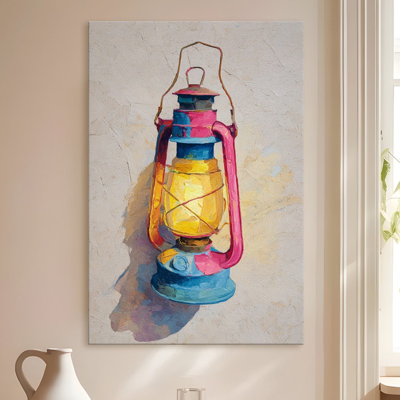Rustic Lamp Gallery Wrapped Canvas Wall Painting