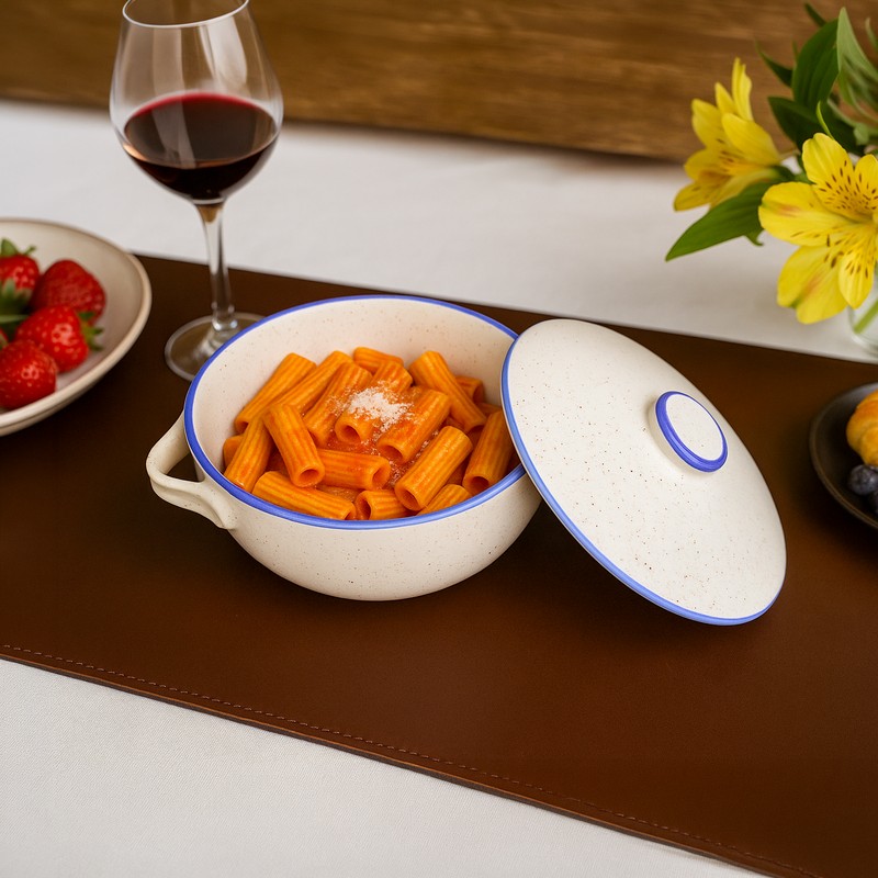 HeatNest Ceramic Casserole With Lid (1200 mL) - White - 1200 mL