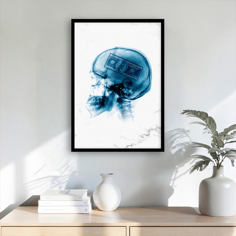 Skull X-Ray Wall Painting With Frame