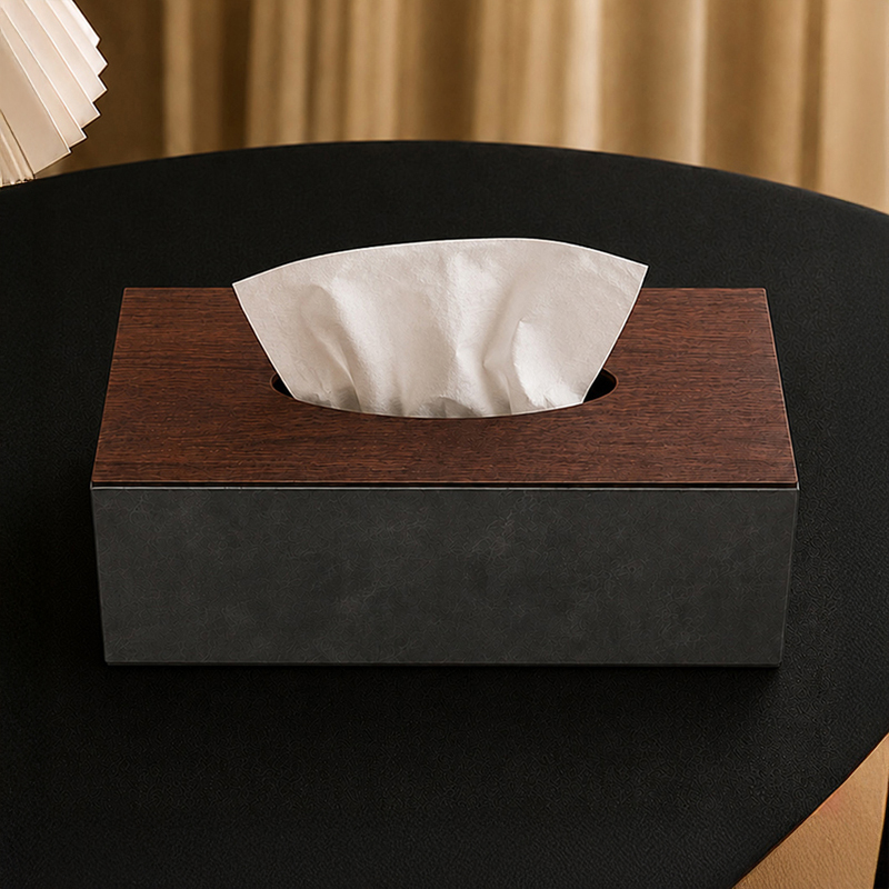 AarviDecor CounterMate Wooden Tissue Holder - Brown & Black
