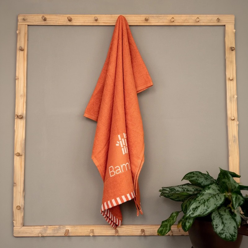 Bamboo Bliss Terry Bath Towel 350 GSM - Spiced Flame Orange - 75 x 150 CM