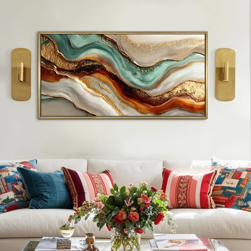 Golden Tide Abstract Canvas Wall Painting