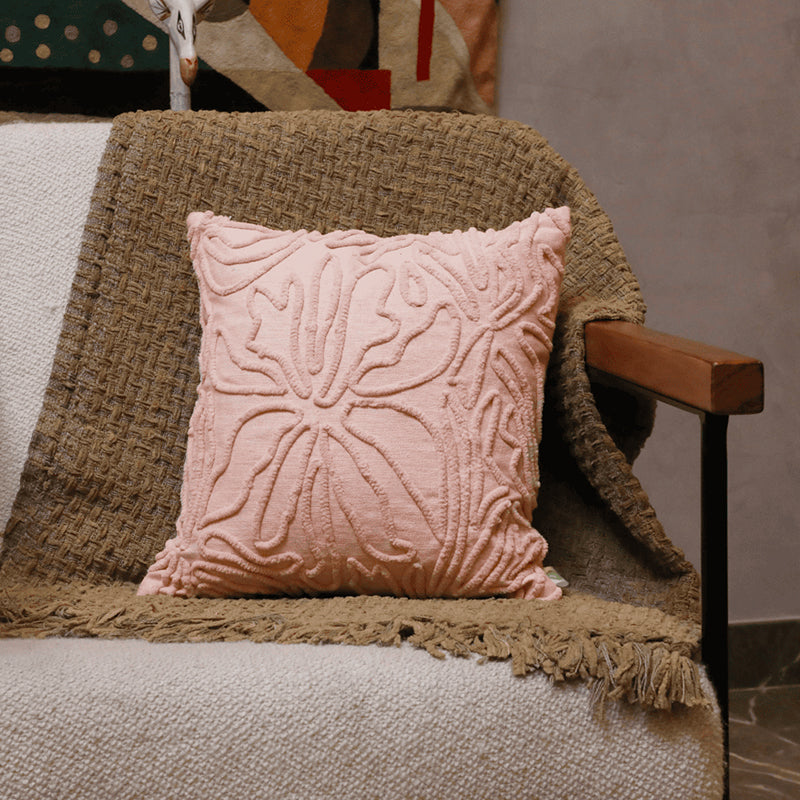 Plushie Petals Tufted Cushion Cover - Beige - 18 x 18 Inches