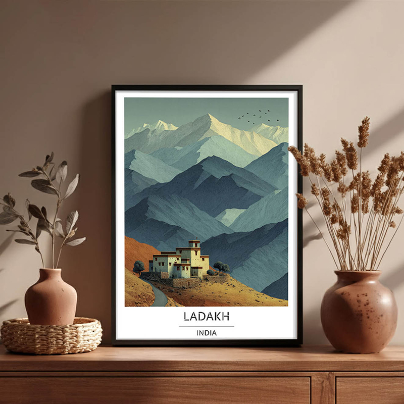 Layers of Ladakh Wall Art With Black Frame - Small