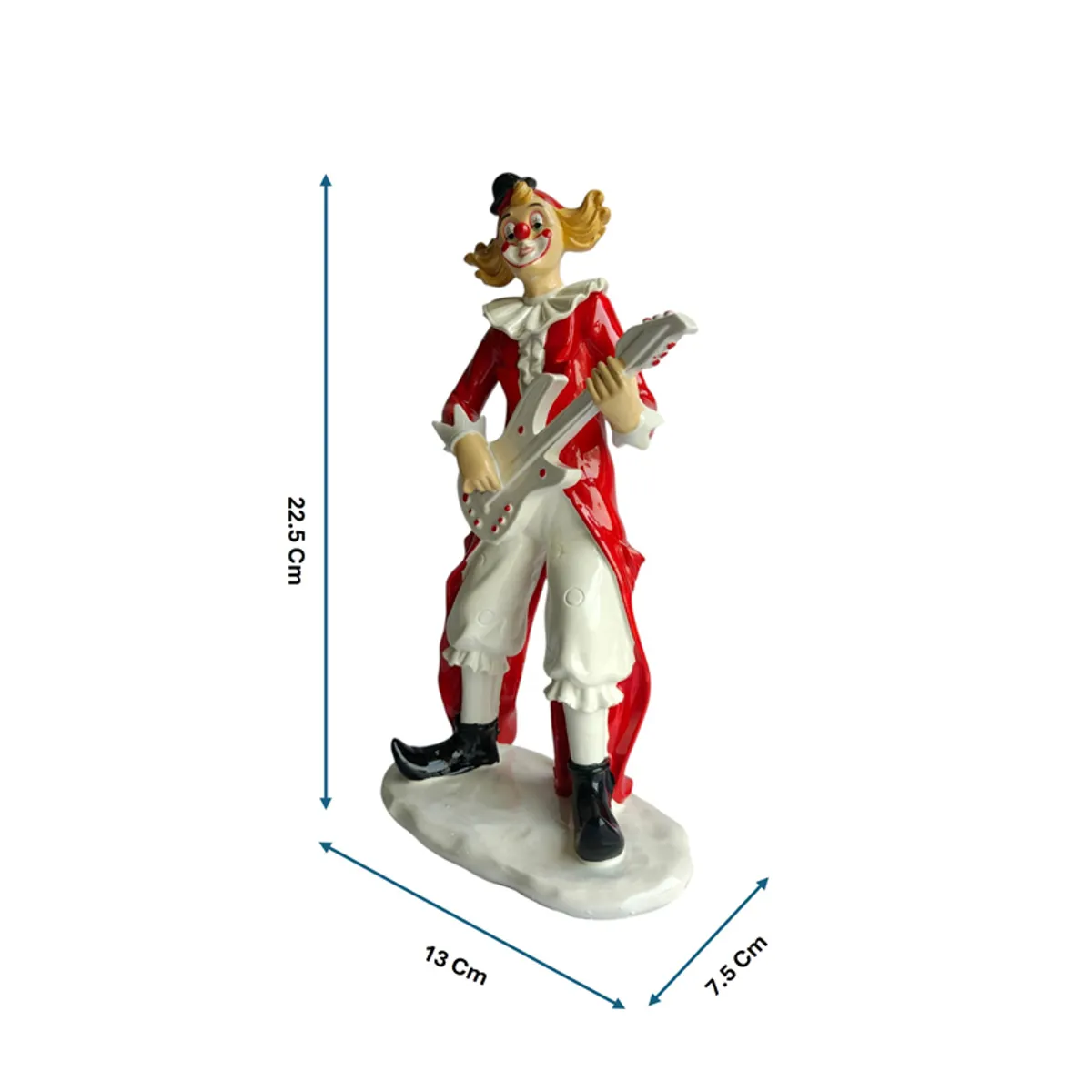 Banjo clown showpiece shown upright on an oval base