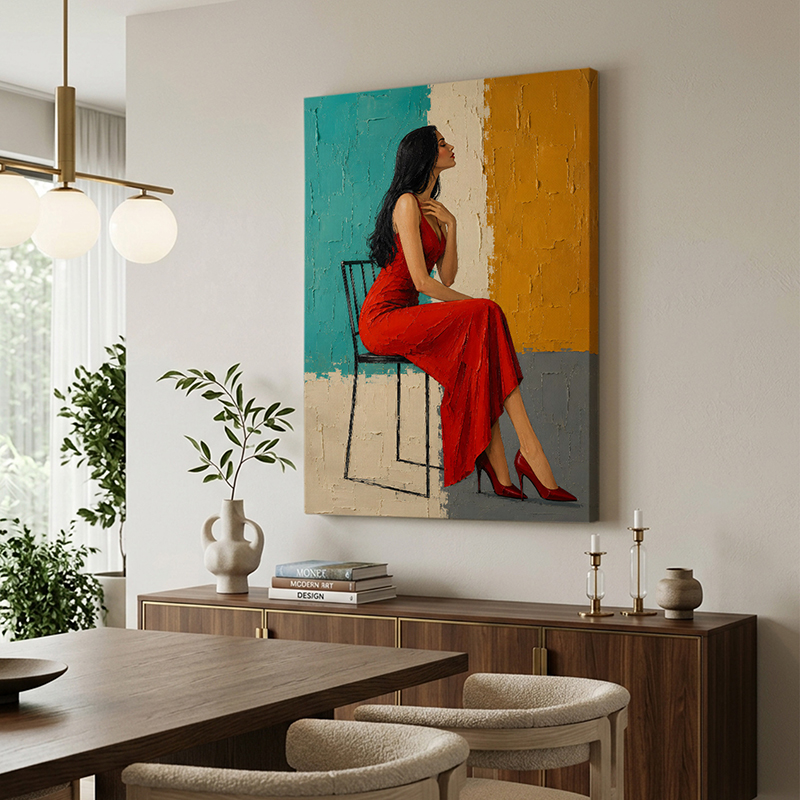 Poised in Scarlet Canvas Wall Painting - Small
