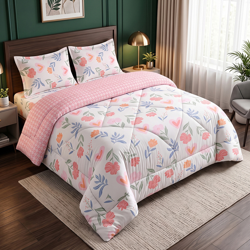 ComfortCove Polycotton Bedding Set - Four Piece Set - Queen/Double