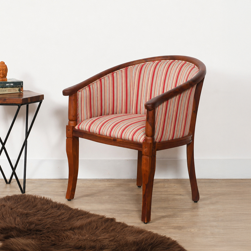 Creamline Accent Sheesham Wood Accent Chair - Brown,Red