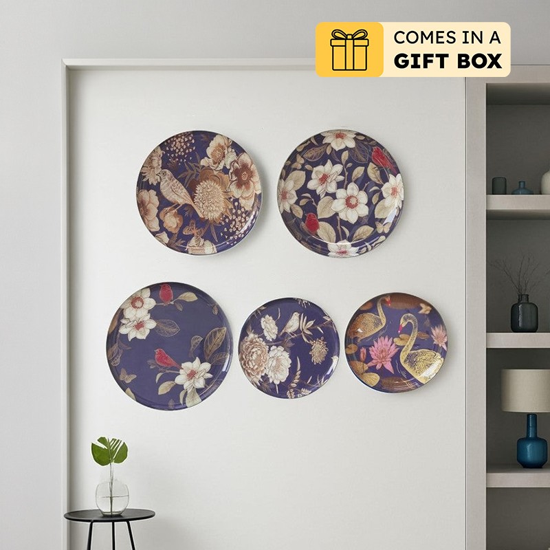 Oriental Blooms Wall Plate - Set Of Five