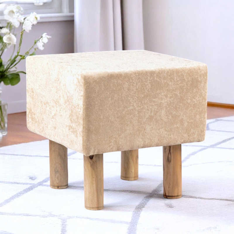 Trixon Acacia Wooden Ottomans - Beige