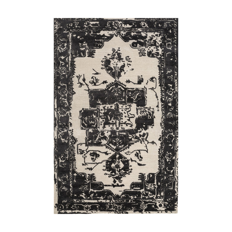 Jaipur Rugs Intaglio Hand Tufted Carpet - Black, Cream - 5 x 8 ft