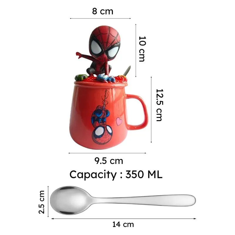 Kids Superhero Printed Ceramic Coffee Mug With Lid (350 mL) media 10