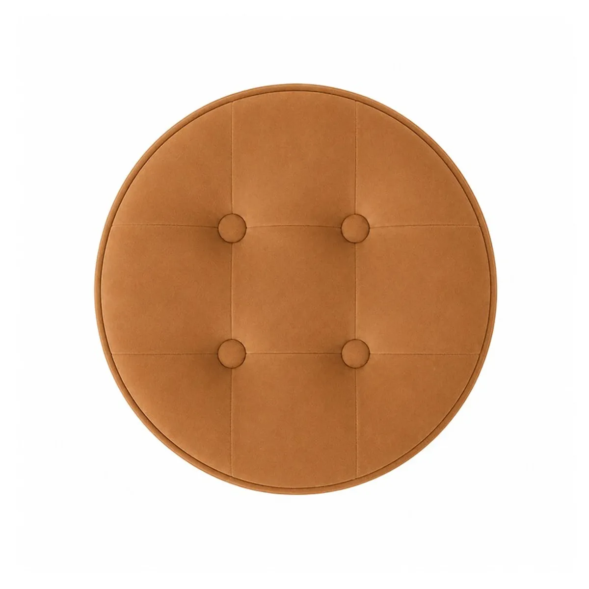 Top view of the brown round tufted stool seat