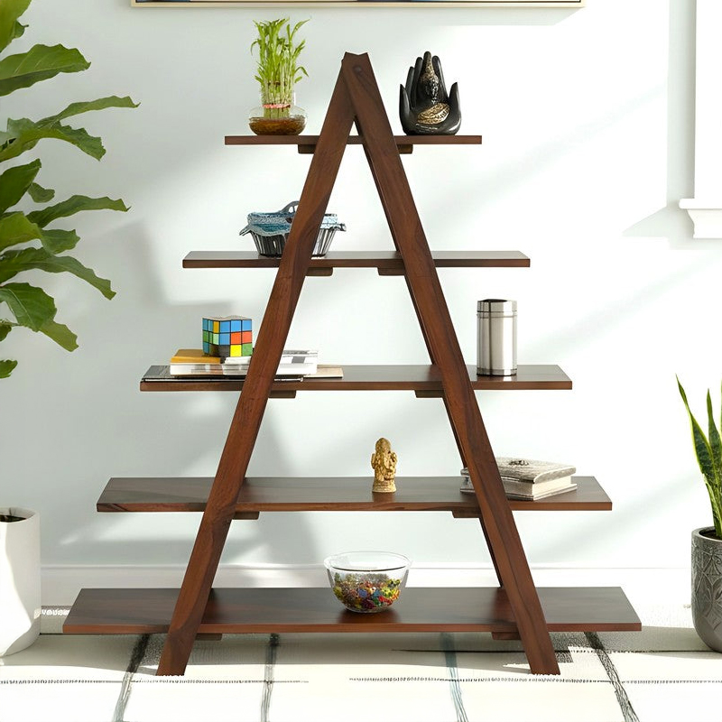 Uverox Sheesham Wooden Wall & Book Shelve - Dark Brown
