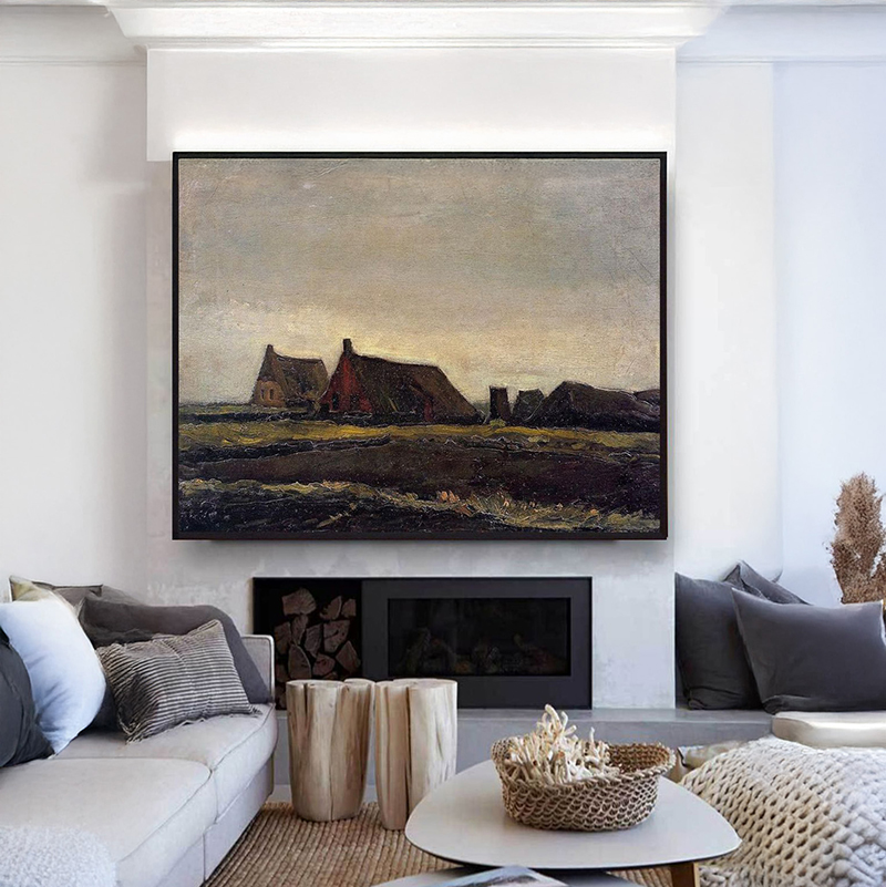 Cottages in the Fading Light Canvas Wall Painting With Frame - Small