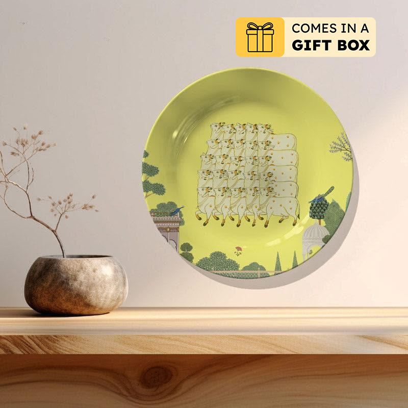 Pichwai Edit Wall Plate - Lemon - Medium