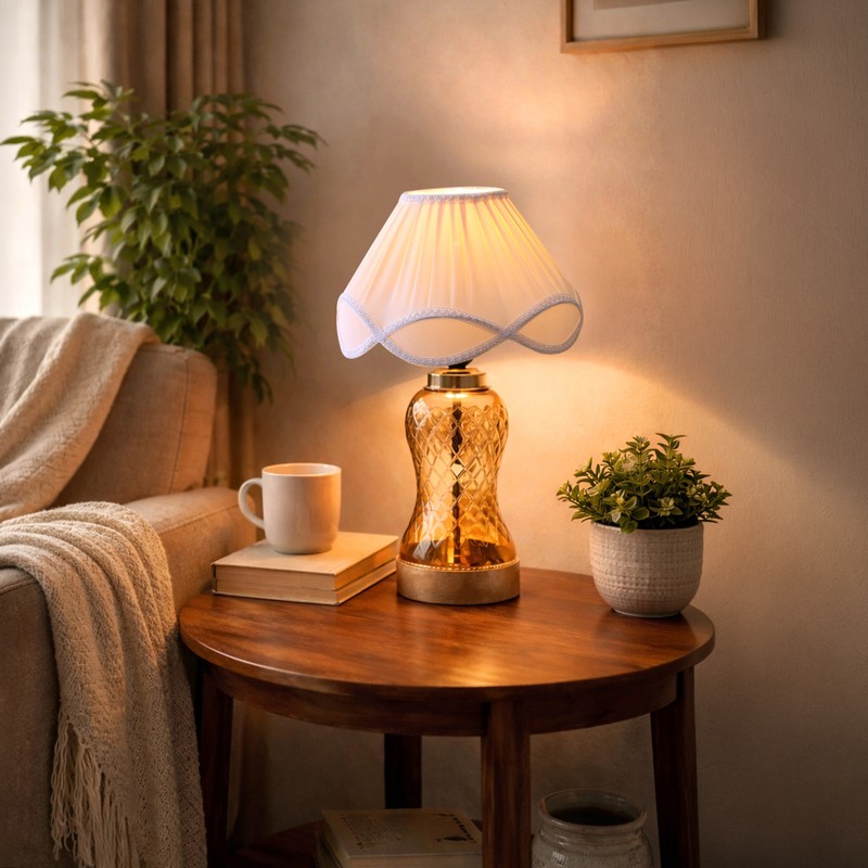 Galloon Wooden Table Lamp - White