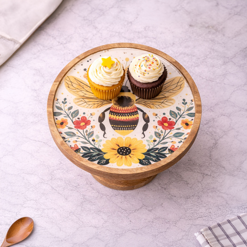 Busybee Mango Wood Cake Stand