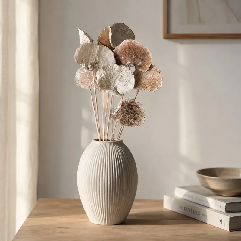 Palm Spear Sola Wood Artificial Flower (Beige) - Set of Ten