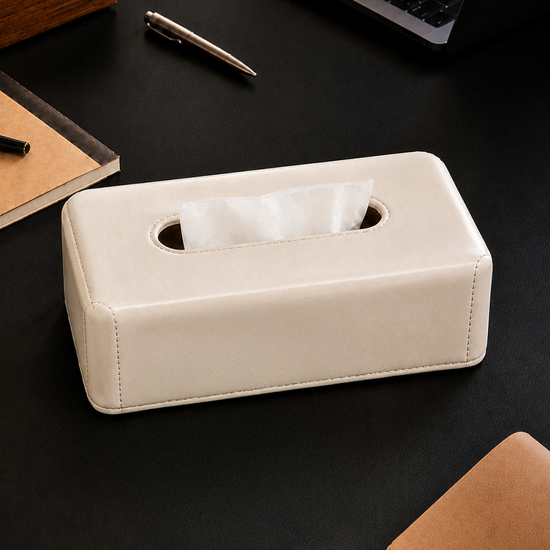 AarviDecor NapkinCaddy Plastic Tissue Holder - Off-White & Brown