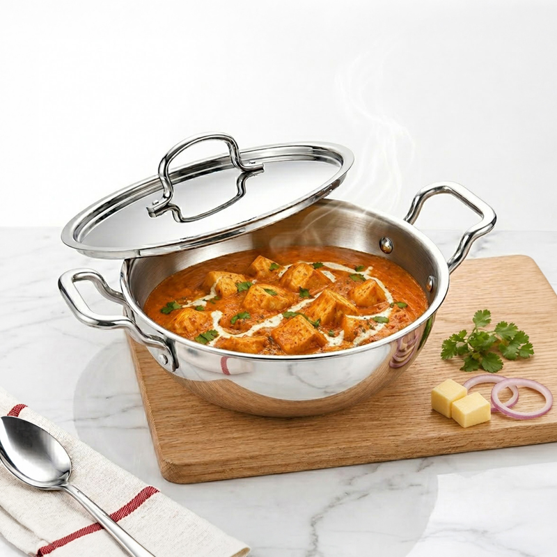 Solara Aroha Triply Kadhai with Steel Lid - 1500 mL - 1500 mL