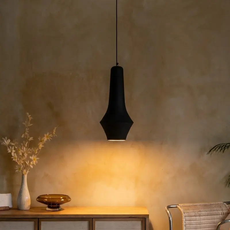 Obsidian Vase Mango Wood Ceiling Lamp