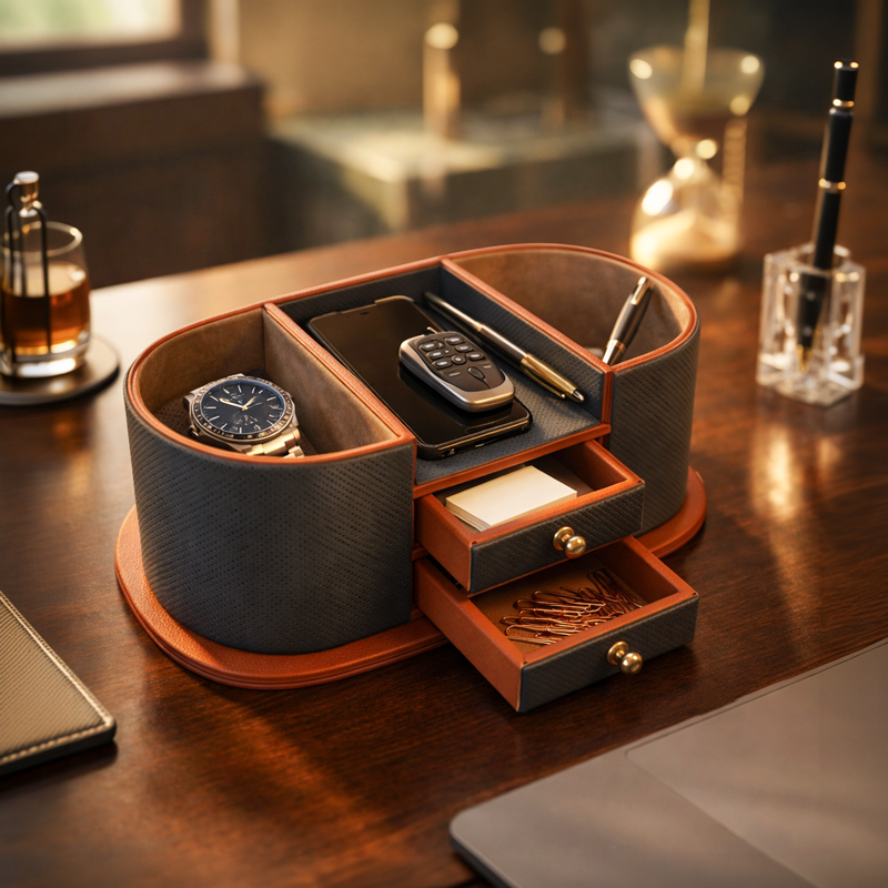Birchwood Vegan Leather Desk Organizer