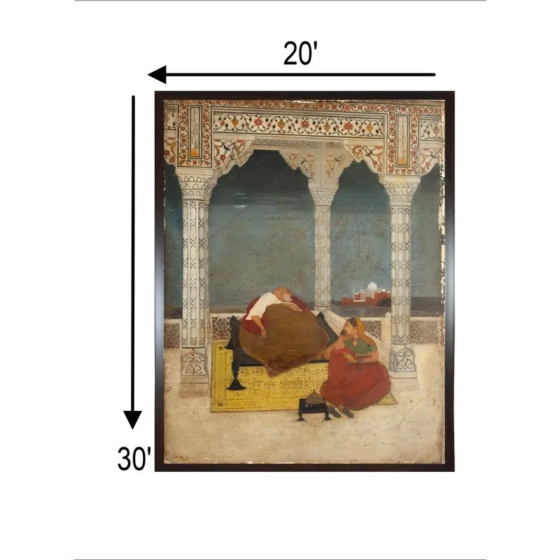 Framed palace scene wall painting shown with 20 x 30 size graphic