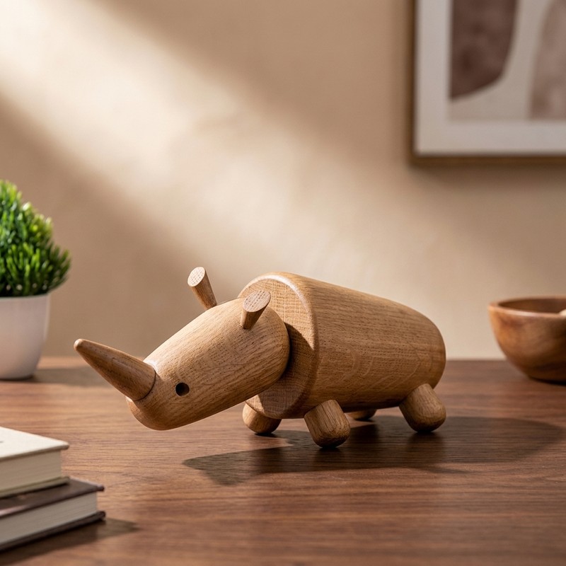 Rhino Wood Showpiece