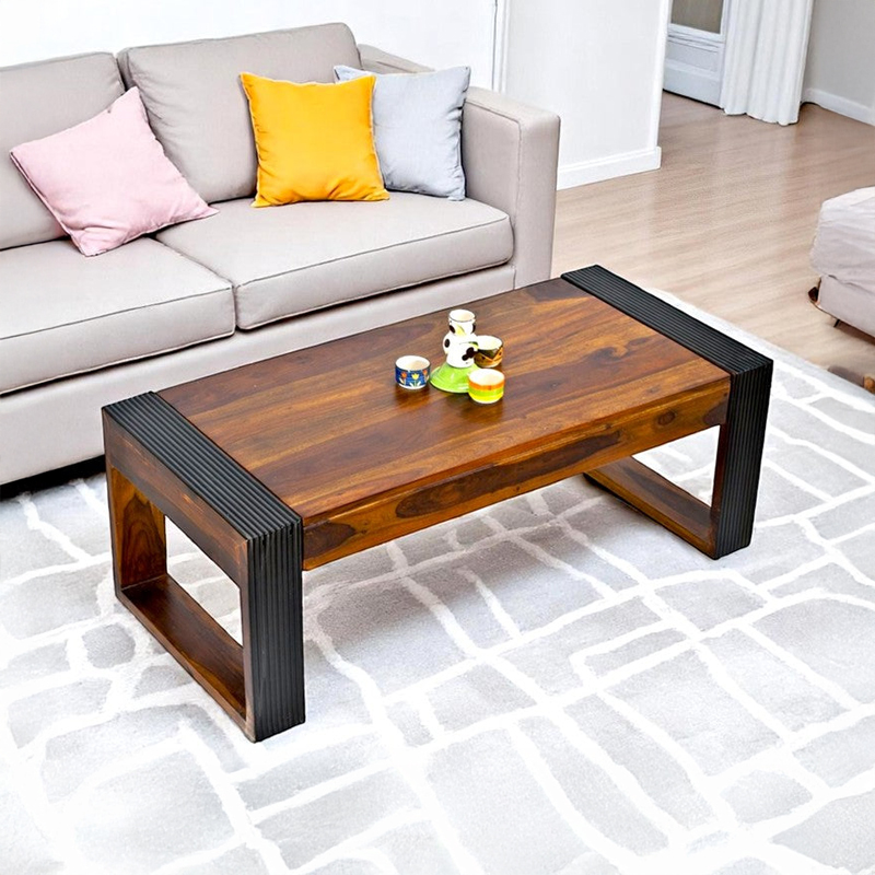 Zirox Sheesham Wooden Center Table - Deep Brown