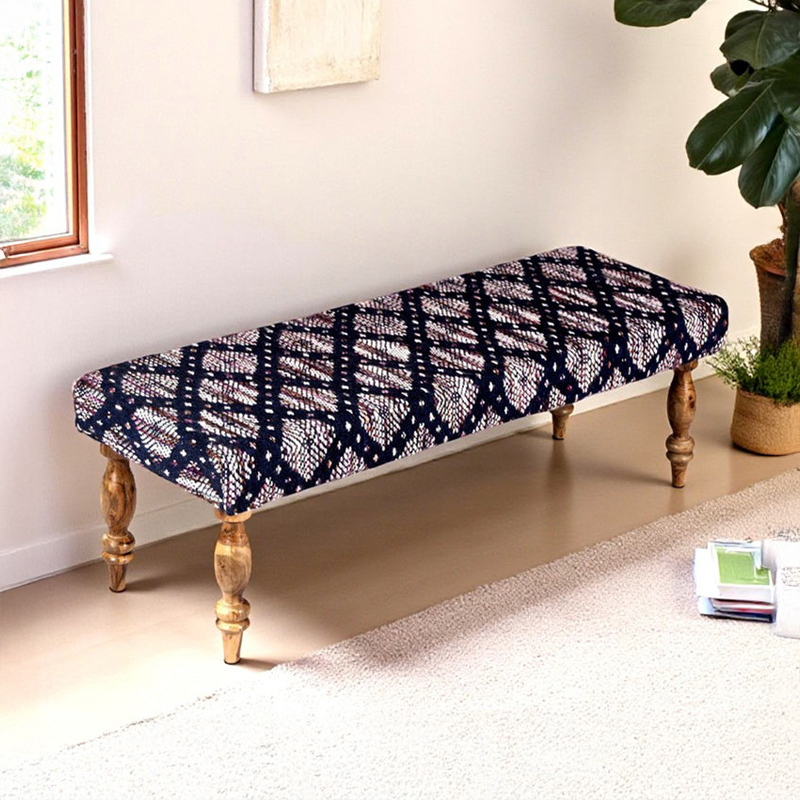 Axion Sheesham Wooden Bench - Blue