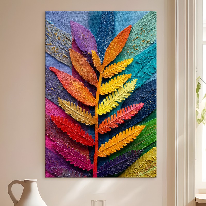 Prismatic Frond Gallery Wrapped Canvas Wall Painting