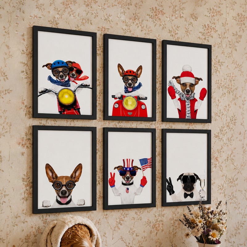 Playful Paws Pet Paper Wall Art - Set of Six