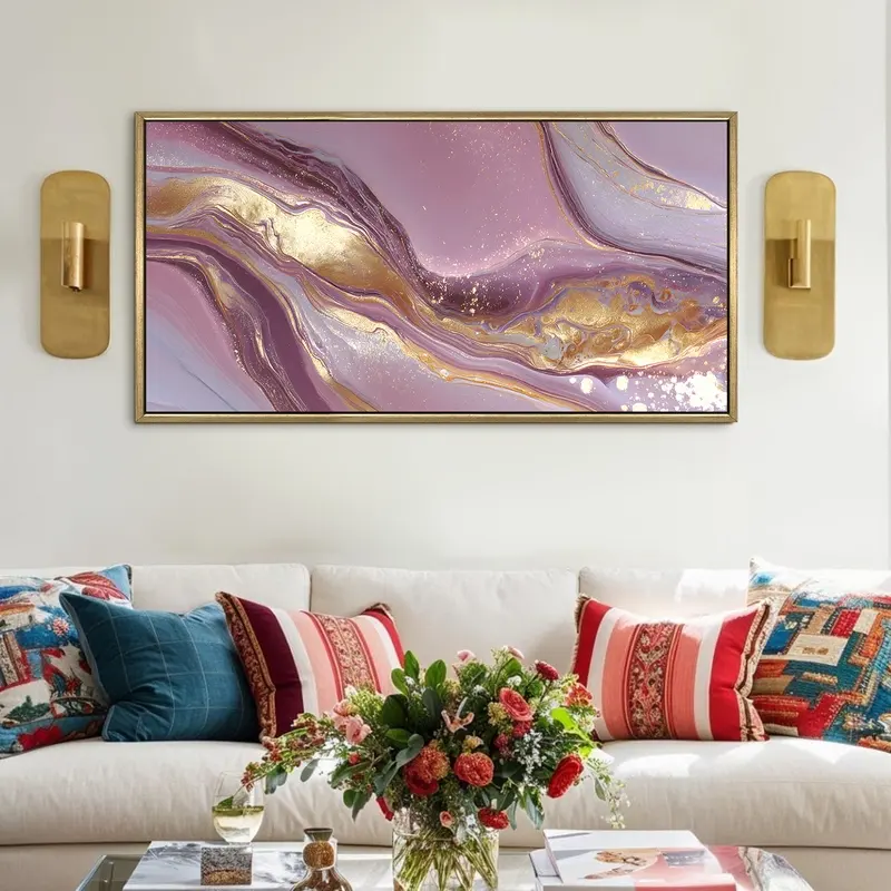 Lavender Gold Currents Canvas Wall Painting