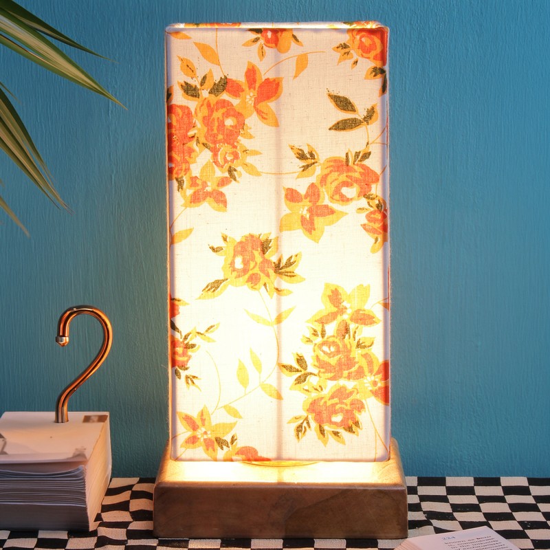 Nemophila Wooden Table Lamp - Orange