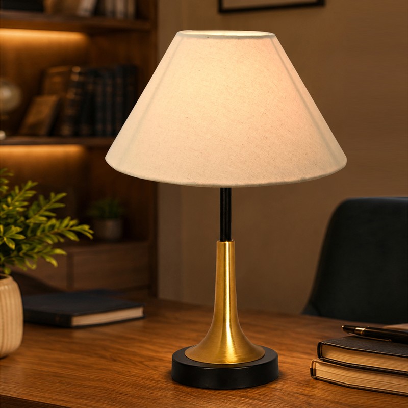 Arialla Cone Metal Table Lamp - Beige,Gold,Black